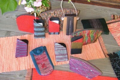 大判　長野県の裂織　ボロ織　ぼろ布　古布　ツギハギ　146cm×130cm 世界に1つ」ぼろ機織展示即売会 - 原村